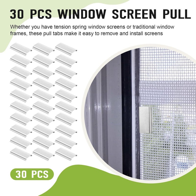 IFERLA 30 PCS Window Screen Pull Tabs Replacement, Durable Window Screen Spline Channel Pull Lift Tabs, Window Screen Clips for Flat Spline, Aluminum Anti-UV Don’t Broken Like Plastic Pull Tabs in Sunlight - Image 2